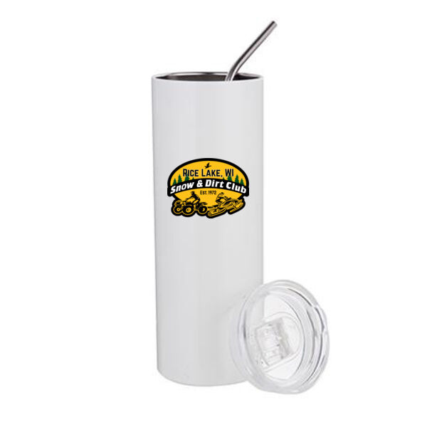 20oz Stainless Steel Tumbler W/Straw & Lid - Sublimated Logo Thumbnail