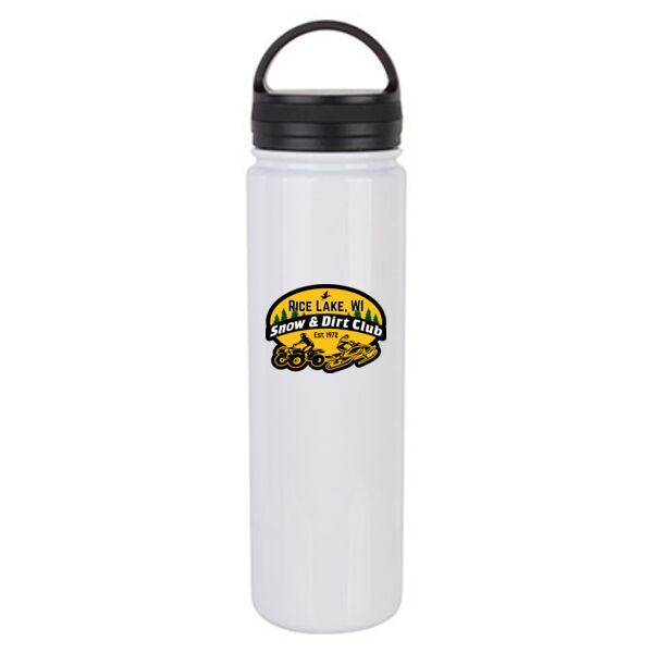 23oz Stainless Steel Flask Bottle w/Portable Lid - Sublimated Logo Thumbnail